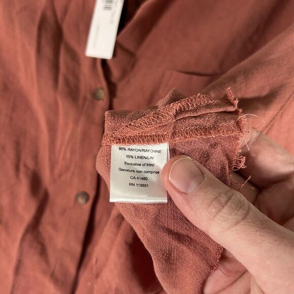 New Gentle Fawn Cole Blouse Women's Medium Red Cropped Short Sleeve Button Up - Picture 7 of 11